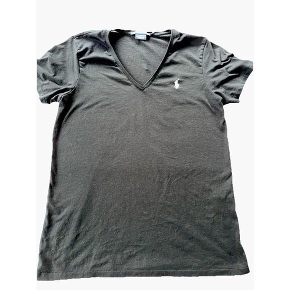 Ralph Lauren Tops - Ralph Lauren Sport Blouse Women's L‎ Black Short Sleeve V-Neck Stretch Shirt